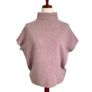 Cynthia Rowley Pink Mauve Cashmere Ribbed Mock Neck Short Sleeve Sweater XS